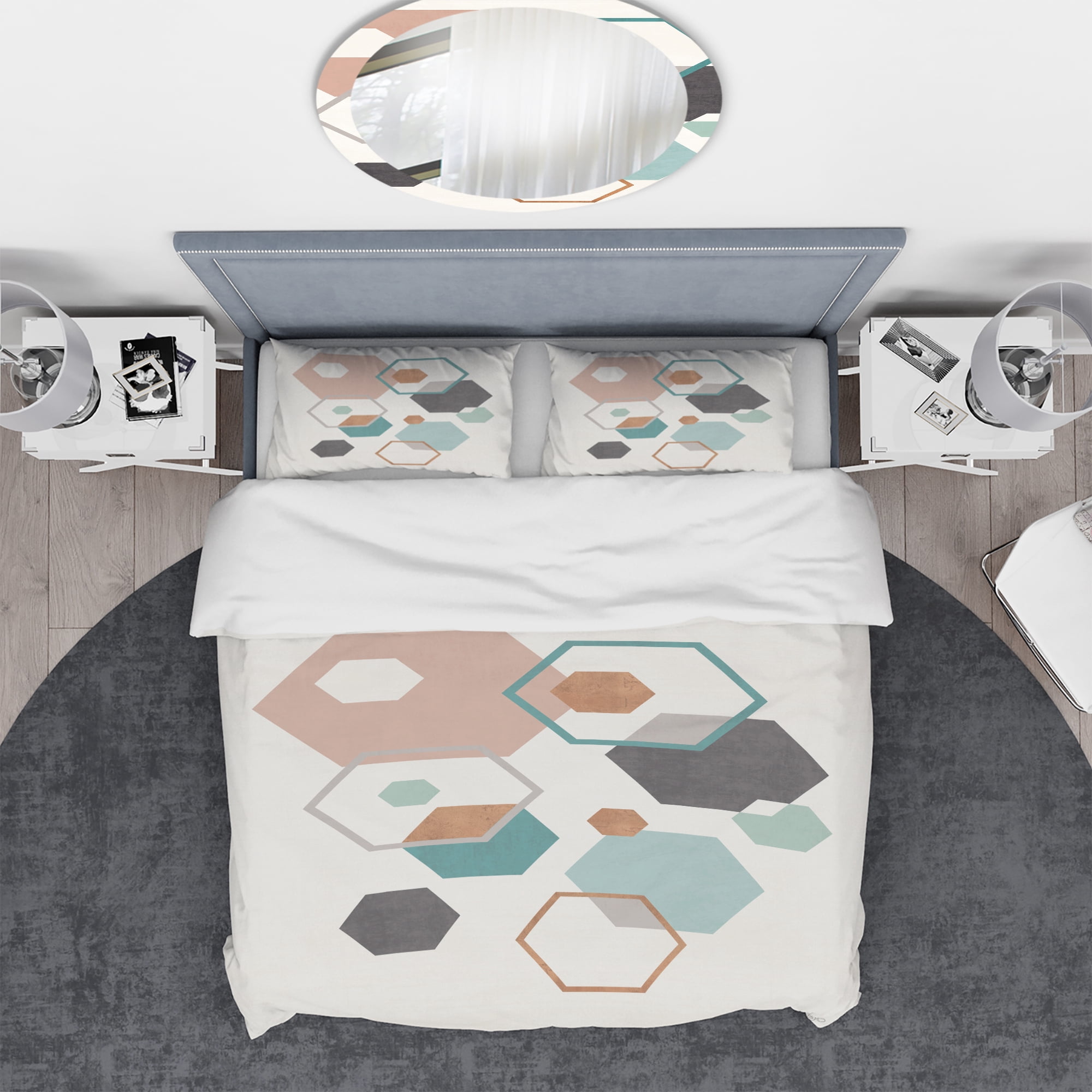 Designart 'Geometric hexagons Pattern VII' Geometric Duvet Cover Set