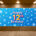thumbnail image 5 of LUUFILx Colorful 12th Birthday Backdrop Banner with Star Elements Happy Birthday Party Supplies Decors Photography Props for Celebration Event Photo Booth Decorations, 5 of 7