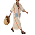 thumbnail image 5 of HBGVBA Women's Casual Maxi Dress,Plus Size Short Sleeve Dresses,Striped Print V-Neck Loose Pocket Long Maxi Dress, 5 of 5