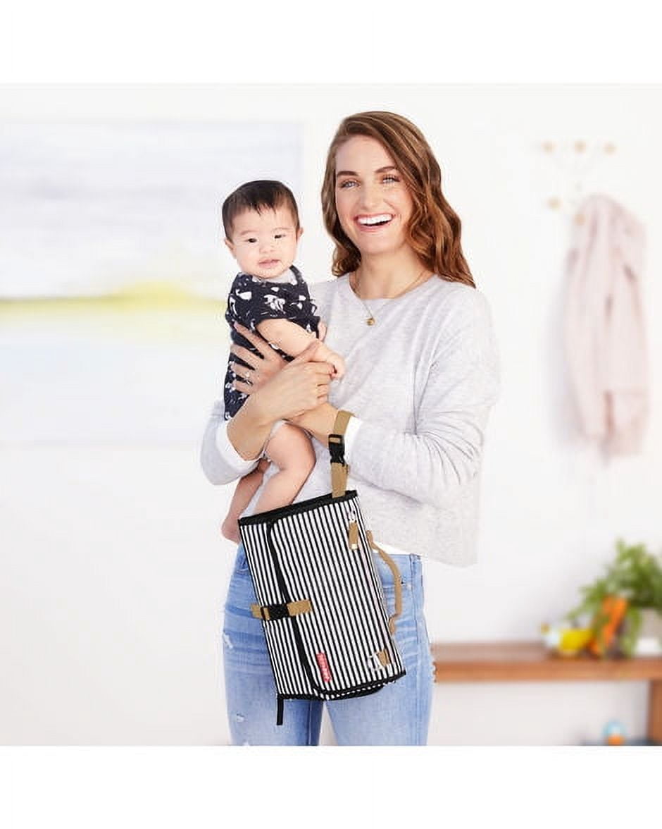 Skip Hop Pronto Signature Diaper Changing Station for All Ages, Black Stripe