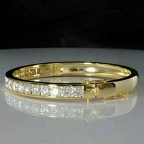 3Ct Round Cut Lab Created Diamond Women's Bangle Bracelet 14K Yellow Gold Plated