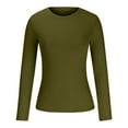 thumbnail image 5 of FAIWAD Women's Slim Round Neck Long Sleeve Basic Top Fall Winter Basic Solid Color Pullover Top, 5 of 6