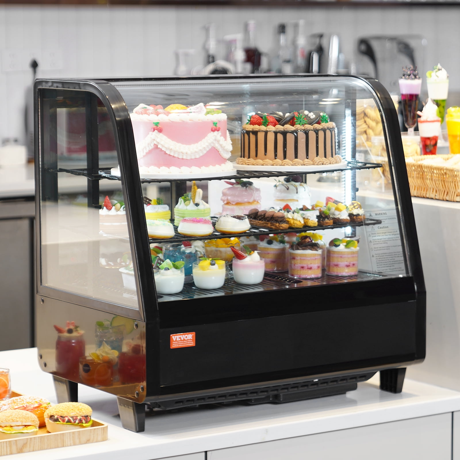 KFFKFF Refrigerated Display Case Bakery Display Fridge Case 3.5 cu ft/100L 2-Tier