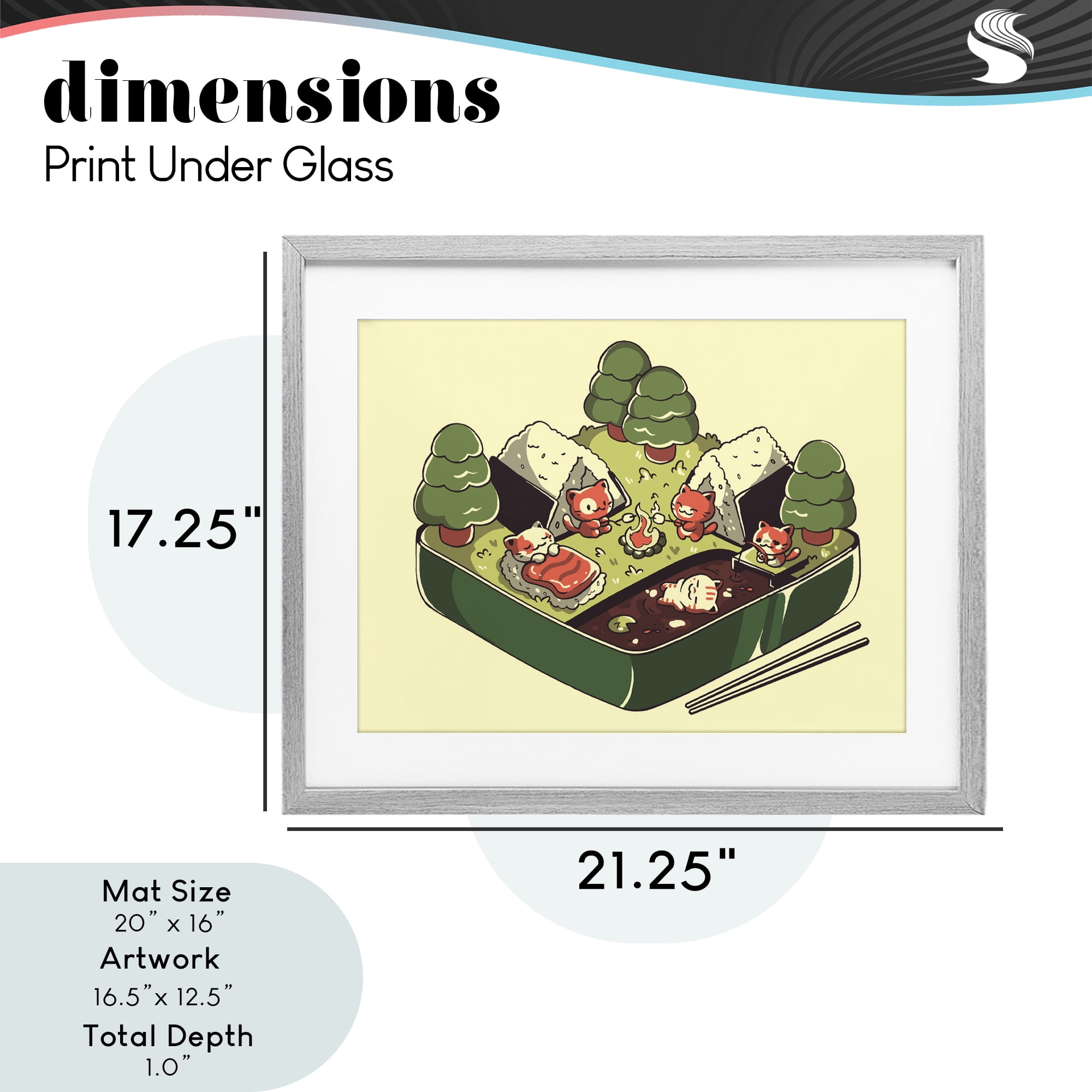 Stupell Industries Kawaii Sushi Camp Bento Gray Framed Print Under Glass, design by Tobe Fonseca