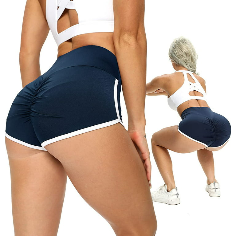 YOFIT Womens Sexy Ruched Butt Lifting Gym Shorts High Waisted Booty Yoga  Shorts Workout Running Twerking Daisy Dukes Shorts 