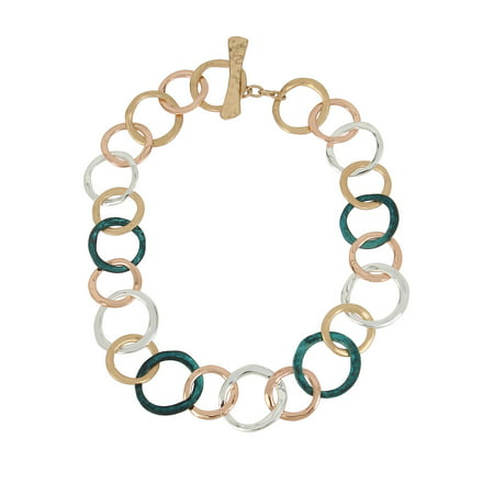 Hearts Tri-Tone Circle Collar Necklace (Best Product For Dark Circles In India)