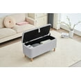 thumbnail image 4 of Storage Ottoman Bench with Wooden Legs, Modern Boucle Upholstered Storage Sofa Bench, Multifunctional Foot Stool for Living Room, Bedroom, Entryway, Grey, 4 of 5