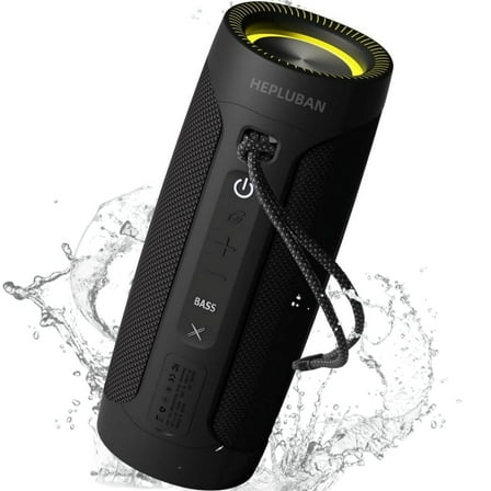 Wireless Portable Speaker, IP67 Waterproof Bluetooth Speaker, 30W Loud Stereo Sound, Bassboom Technology, TWS Pairing, 16H Playtime with Lights for Home Outdoor, Shower, and Parties