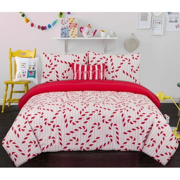 Your Zone Candy Cane Flannel Print Daybed Bedding Set Walmart Com Walmart Com