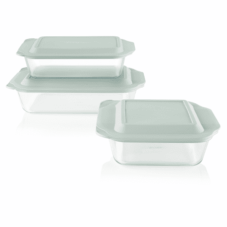 Pyrex Bake And Store Set Cheap Pyrex Deep 6-Piece Glass Baking Dish Set With Green Sage Lids