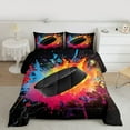 thumbnail image 2 of jejeloiu Ice Hockey Sport Full Size Comforter Sets,Boys Ball Game Bedding Comforter Set,Multicolor Graffiti Ink Bedding Sets For Boys Teens,Breathable Home Decor Reversible,3pcs, 2 of 8