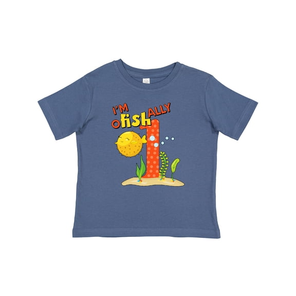 Inktastic I'm O-fish-ally One- Cute Puffer Fish First Birthday Boys or Girls Baby T-Shirt