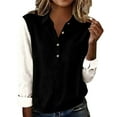 thumbnail image 2 of Hfnxid Women's Corduroy Tops Button Down Long Sleeve Shirts Casual Comfy Color Block Business Blouse Dressy Casual Breathable Blouses Black XL, 2 of 6