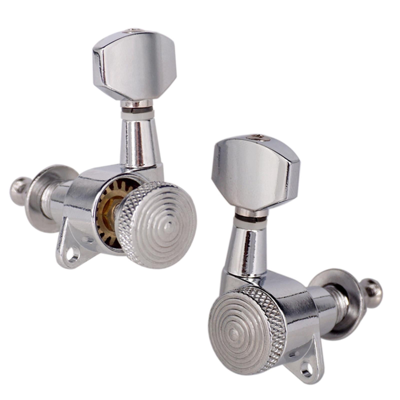 LeeQinersw 6Pack of Guitar String Peg Locking Tuners Tuning Pegs Electric Guitar Parts - 6L 6L Silver