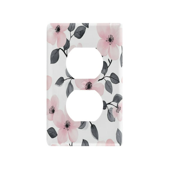 New Flame-Retardant Switch Plate Cover，DIY Wall Plate Decor with Screws，Pink Flower