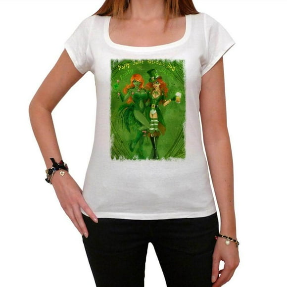 Women's Graphic T-Shirt Shamrock And Poison Ivy - St Patrick's Day Eco-Friendly Ladies Limited Edition Short Sleeve Tee-Shirt Vintage Birthday Gift Novelty