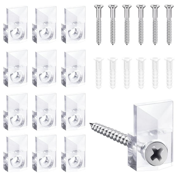 BAGTeck 22 Sets of Mirror Holder Clips Kit,Crystal Clear Plastic Mirror Clip, Mirror Holder Clips Glass Retainer Clips Kit,Mirror Hanging kit with Screws and Fixed Mirror Box Door (Classic Style)