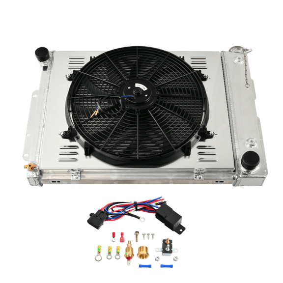 3 Row Aluminum Radiator Shroud Fan Kit for 1967-1969 1968 Chevy Camaro LS Swap