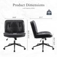 thumbnail image 3 of Criss Cross Desk Chair with Wheels, Armless PU Leather Cross Legged Office Chair with 26" Wide Seat, Adjustable Swivel Comfy Chairs for Vanity Work Home, Black, 3 of 5
