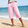 thumbnail image 4 of HBGVBA Women Casual Plaid Capris with Pockets,Plaid 5 Length Shorts with Practical Side Pockets All Season Wear, 4 of 5