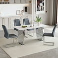 thumbnail image 2 of 63" Sintered Stone Dining Table Set with Metal Chairs, Dark Gray Modern Kitchen Table for 4-6 Guests, 2 of 8