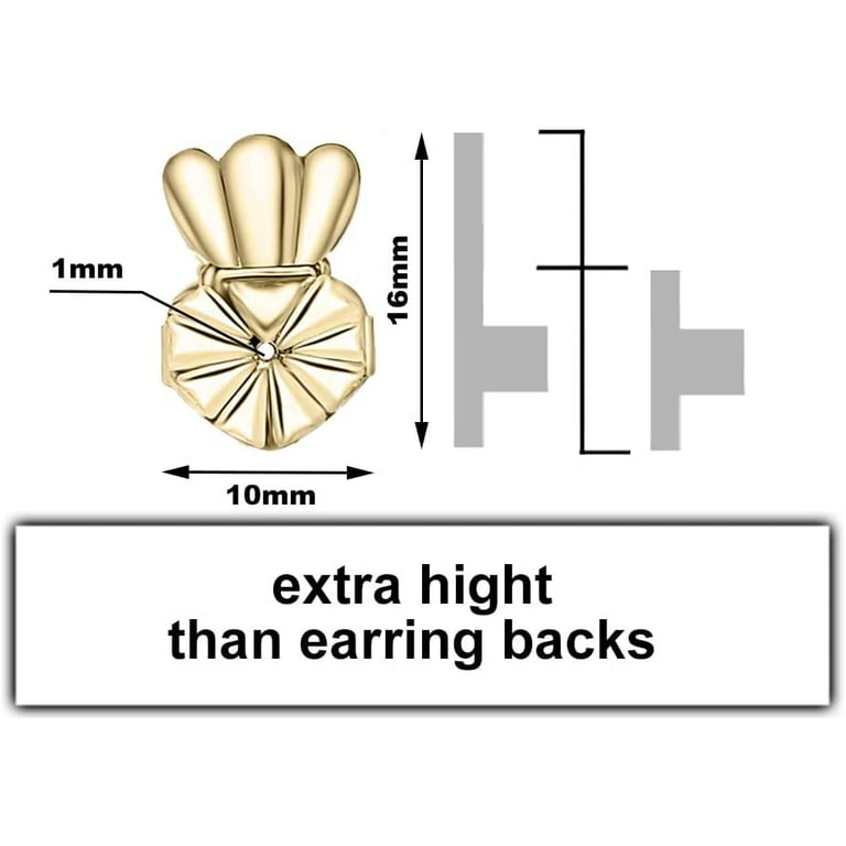 Earring Lifters - Earring Backs Lifts Heavy Stud Earrings, earlobe Support  for Earrings, Heart, Tiara Earring Backs for Heavy Earring, Upgraded Large  Earring Backs for Droopy Ears S 