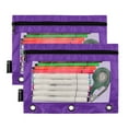 thumbnail image 2 of ALAZA 2 Pack Pencil Pouch Dark Purple Pencil Case for 3 Ring Binder Clear Window Pencil Bag Organizers, 2 of 6