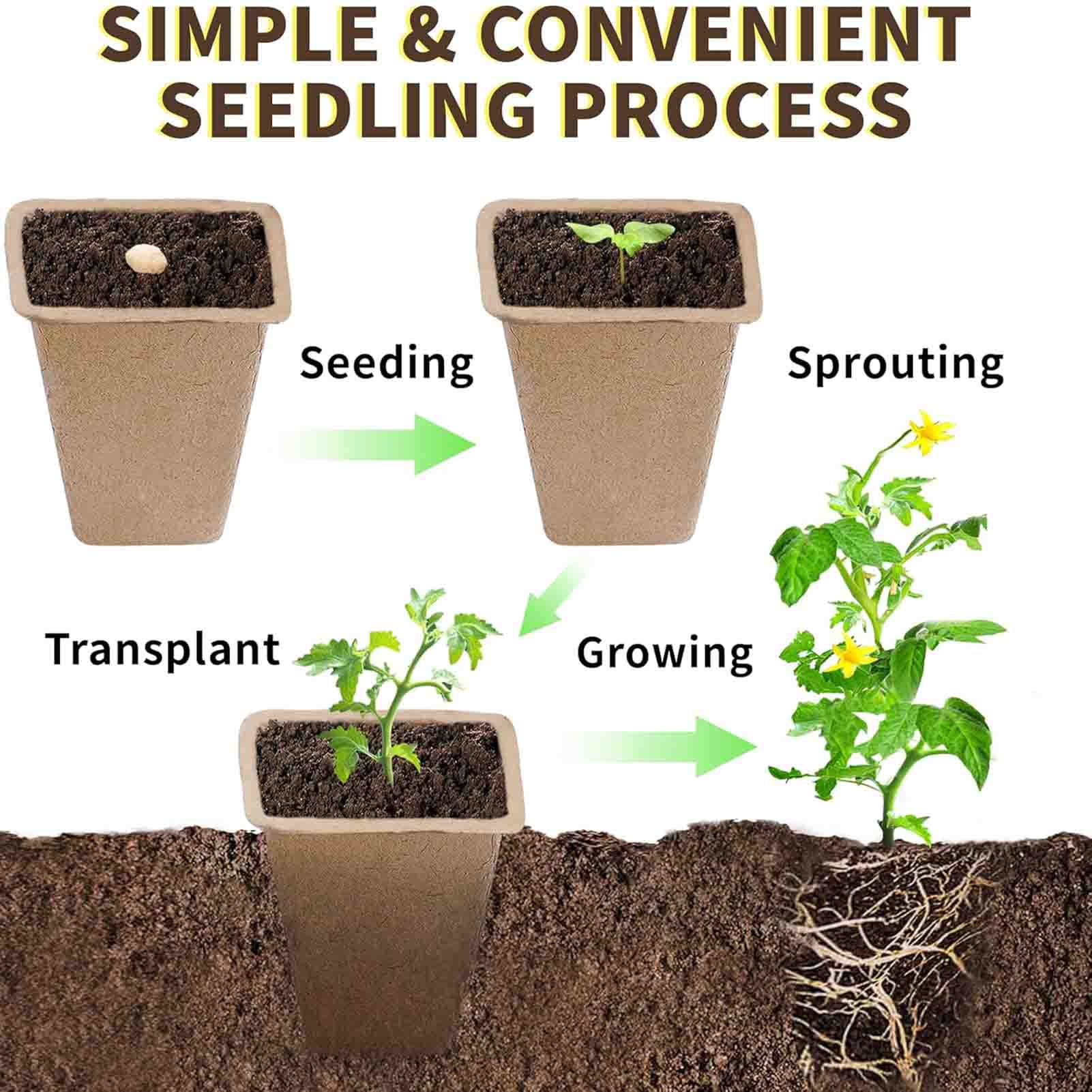 320Cells Seedling Start Trays with Drain Holes,20pcs Peat Pots Seedling Pots Biodegradable,Seedling Starter Kit,Organic Germination Plant Starter Trays(200xLabels,2xTransplant Tools,1xSpray Bottle)
