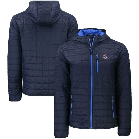 Men's Cutter & Buck  Navy Chicago Cubs Rainier Primaloft Eco Full-Zip Hooded Jacket