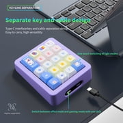 OUSEITECH 20-Key Mechanical Number Pad with Hot-Swappable Red Switches, RGB Backlit, USB-C Wired - Purple
