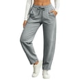 thumbnail image 2 of ZHYou No Boundarie Womens Sweatpants Wide Leg High Waisted Drawstring Loose Straight Baggy Fit Casual Jogger Pants with Side Pockets,Gray,Size S, 2 of 9