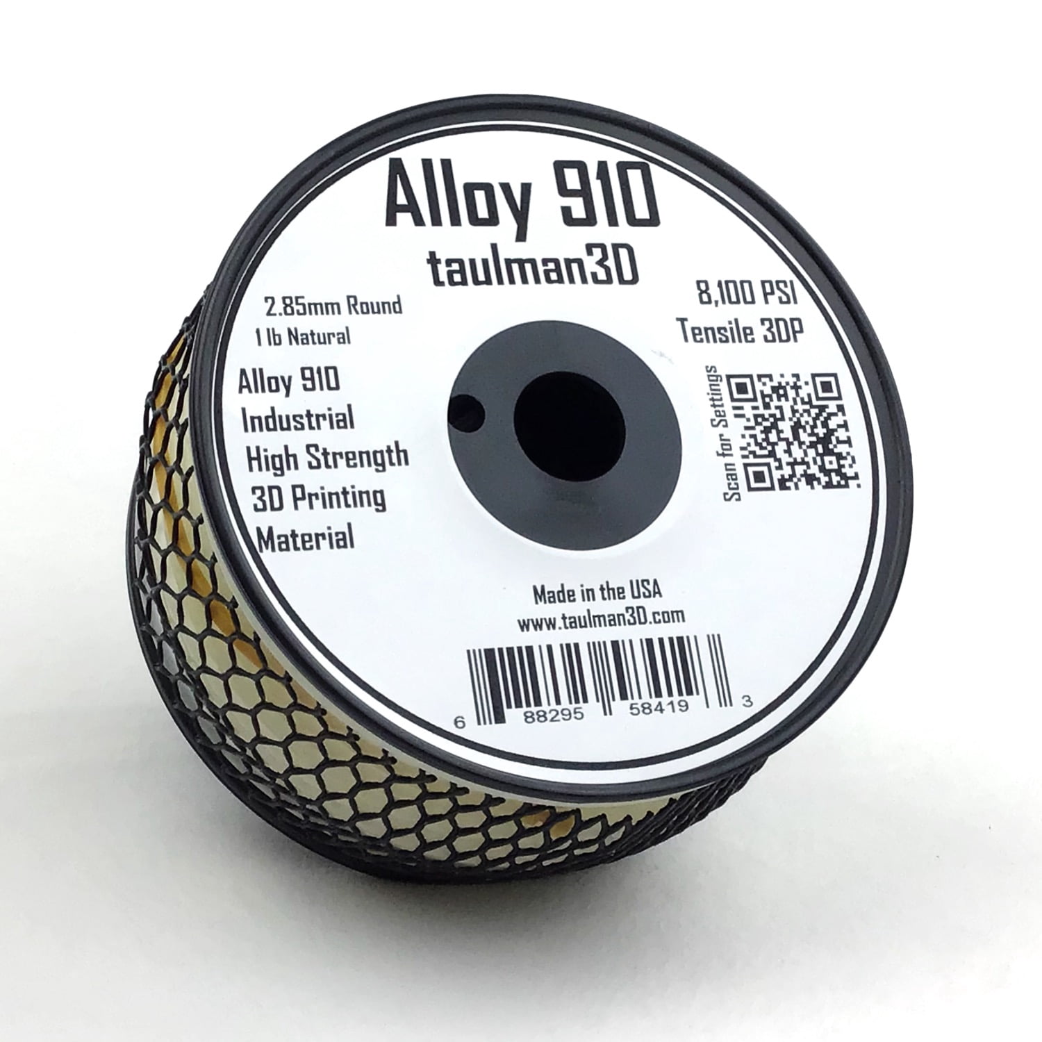 taulman3D Alloy 910 Filament - 2.85mm, 1lb, Water (5 inch spool)