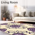 thumbnail image 2 of ODIKA 8'x10' Machine Washable Non-Slip Area Rug, Velvet with Ornate Swirling Motifs and Elegant Flourishes High Traffic Rug with Pad, Beige, 620003, 2 of 8