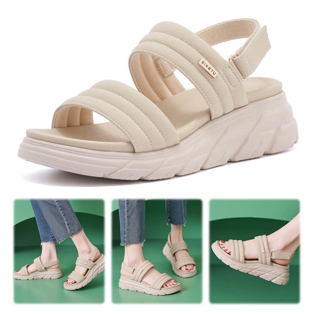 Sandalias Punta Abierta Cuña Anti Slip para Viajes Al Aire Libre (beige 39)
