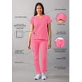 thumbnail image 3 of Adar Addition Go-Basic Scrub Set For Women - Slim V-Neck Scrub Top & Skinny Cargo Scrub Pants - A9200 - Azalea Pink - S, 3 of 7