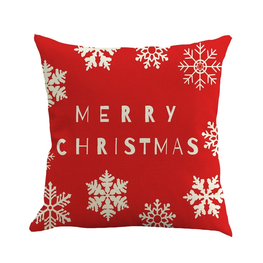 Bu Christmas Pillow Case Xmas Cotton Sofa Throw Cushion Cover Home Decoration 