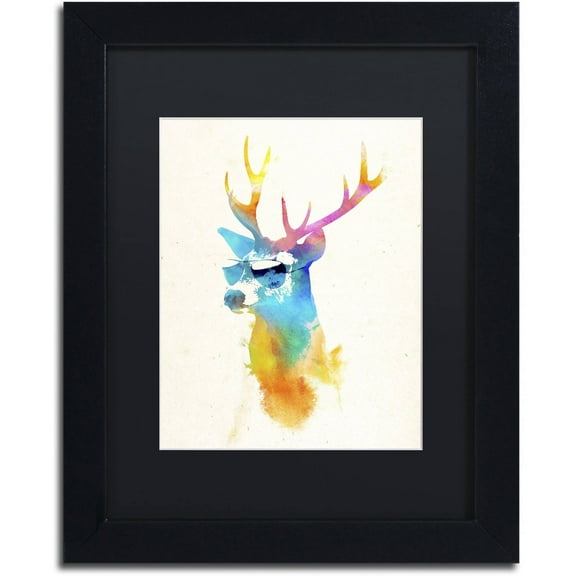 Trademark Fine Art 'Sunny Stag' Canvas Art by Robert Farkas, Black Matte, Black Frame