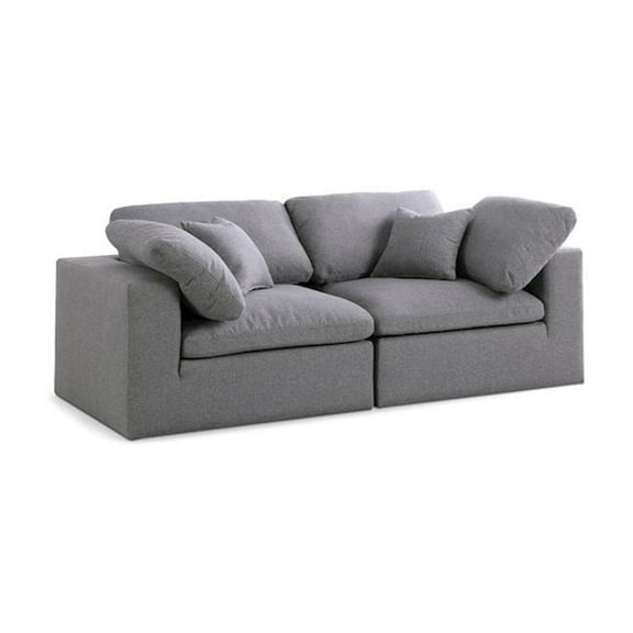 Meridian Furniture Serene Gray Durable Linen Fabric Deluxe Modular Sofa
