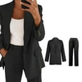thumbnail image 5 of Elegant Women's Suit Set Sophisticated Coat Casual Button Long Sleeve Collar Pants Office Suit Jacket, 5 of 8