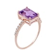 thumbnail image 2 of 10k Rose Gold Emerald-Cut Amethyst and White Topaz Ring, 2 of 5