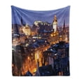thumbnail image 1 of Scotland Soft Flannel Fleece Throw Blanket, Edinburgh Skylines Building and Castle at Dusk Cityscape National Landmark, Cozy Plush for Indoor and Outdoor Use, 50" x 60", Multicolor, by Ambesonne, 1 of 6