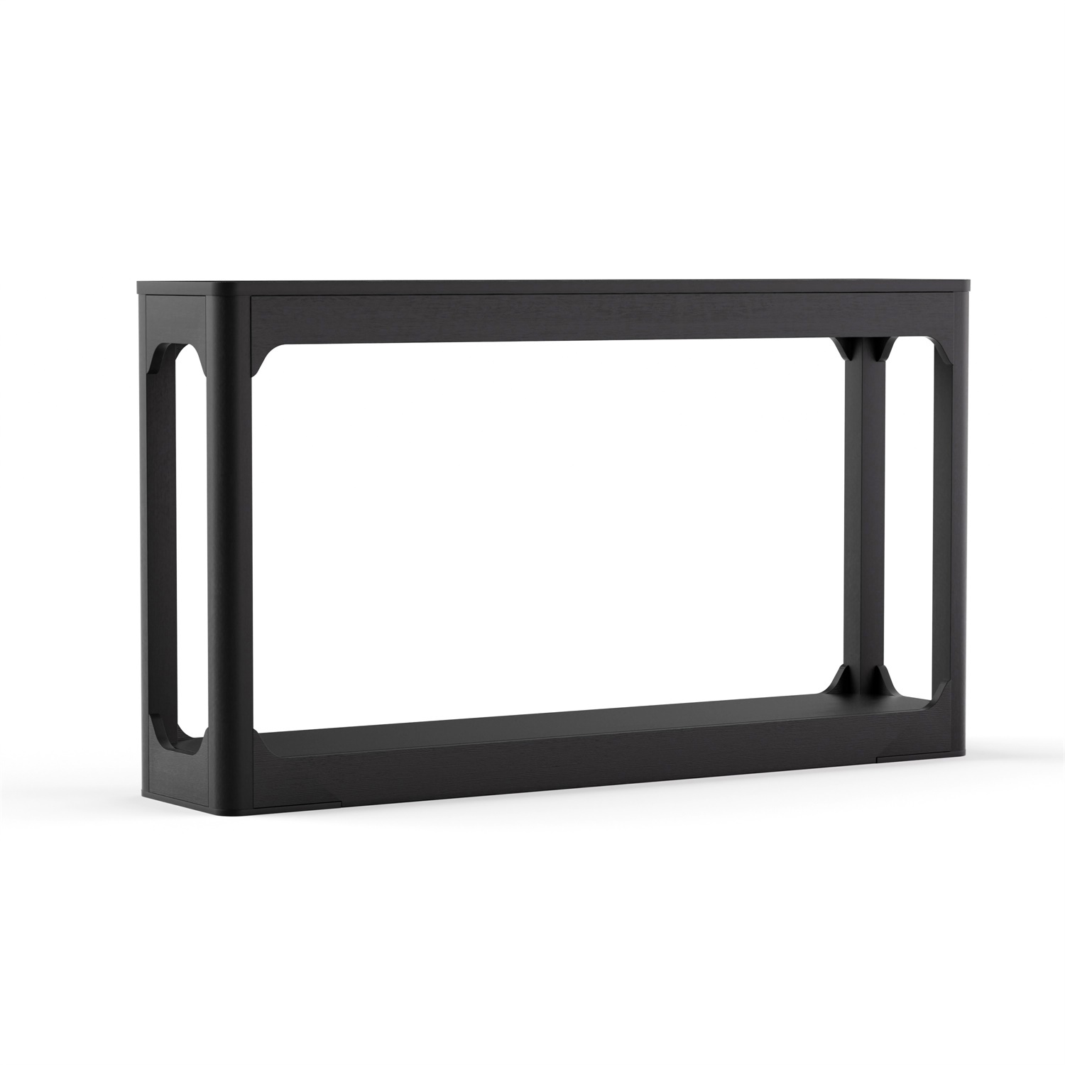 Hommoo 55.1-inch Modern Curved-Leg Console Table, Slim Entryway & Sofa Back Table with Open Shelf, Space-Saving Hallway Storage Table for Living Room, Entryway, Office, Black