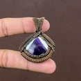 thumbnail image 2 of Natural Sage Amethyst Gemstone Handmade Copper Wire Wrap Pendant 2.17", 2 of 4