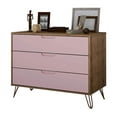 thumbnail image 6 of Rockefeller Mid-Century- Modern Dresser with 3- Drawers in Nature and Rose Pink, 6 of 7