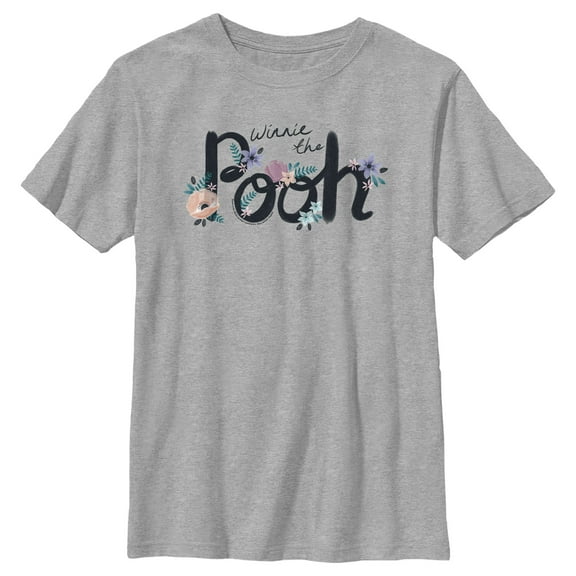 Boy's Winnie the Pooh Retro Floral Logo Graphic Tee Athletic Heather X Large