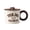 Off-white and Dark Brown, variant on Camping Bear Rabbit Ceramic Coffee Mug, Chunky Dark Brown Handle, Stay All Night Letter Print Porcelain Cup