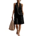 thumbnail image 2 of Cozy Minimalist Two-Piece Cotton Linen Set for Women - Halter Top & Short Pants, Casual & Comfortable Summer Outfit, 2 of 6