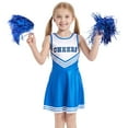 thumbnail image 6 of Goindgs Kids Girls Cheer Leader Uniform Halloween Fancy Dress Up Crop Sleeveless Top with Pleated Skirt Cheers Set Dancewear Outfit for Girls Z3-Blue 7-8 T, 6 of 7