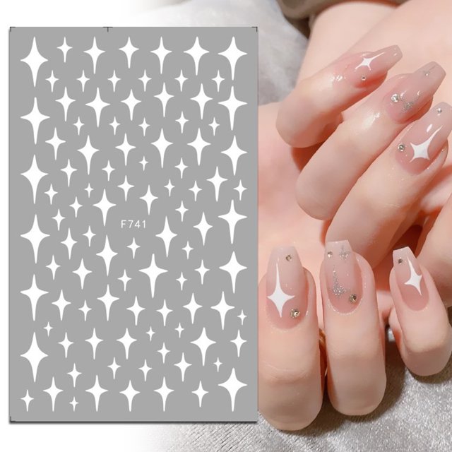 Nuevas pegatinas de uñas de flores de oro blanco de primavera, suministros de manicura, línea de hoja de arce blanca y negra, pegatinas 3D para decoración de uñas, deslizador de uñas