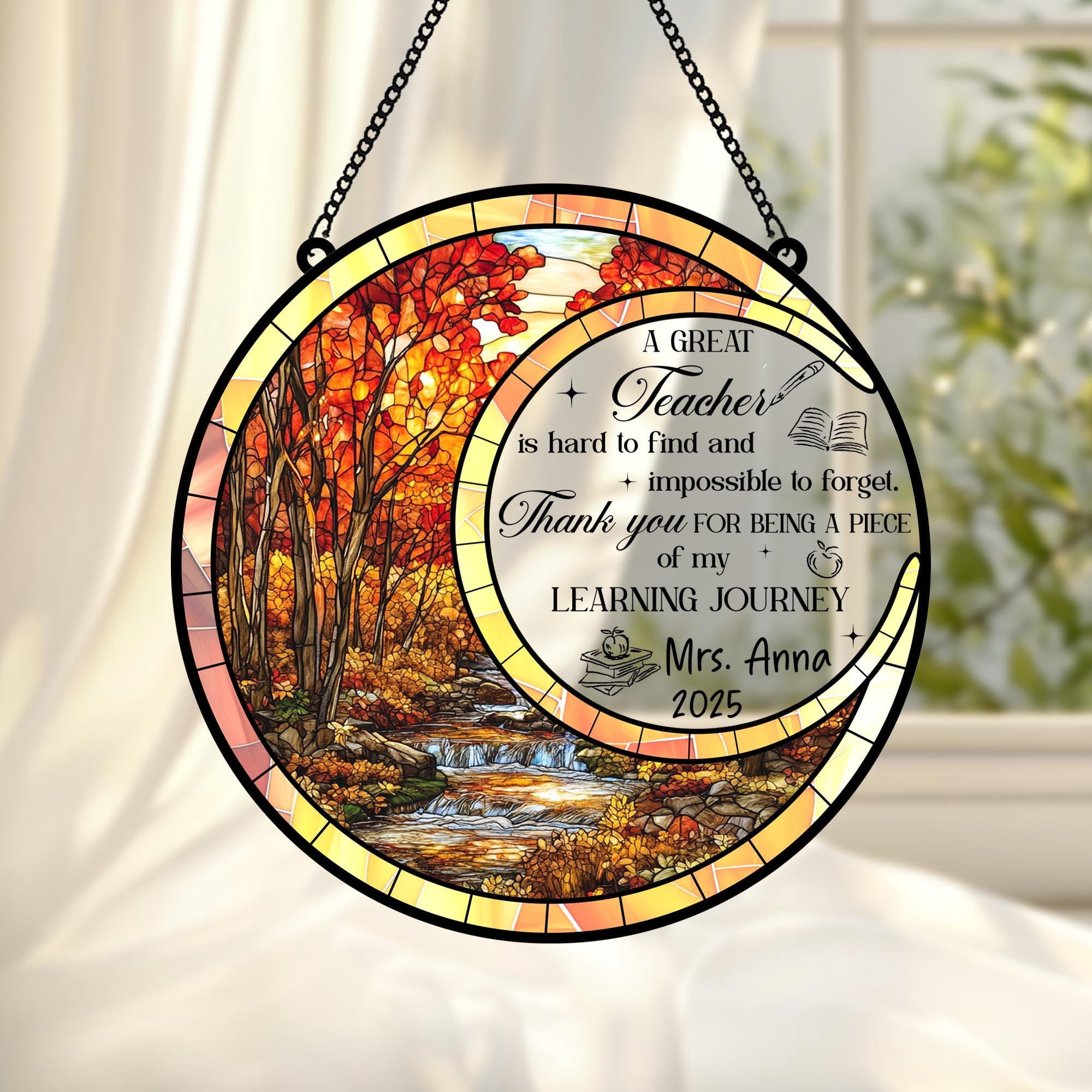 Thank You Gift For Teacher Stained Glass Suncatcher - End of Year Gift, Personalized Teacher Appreciation Gift, Teacher Acrylic Window Decor 4347273870 4909